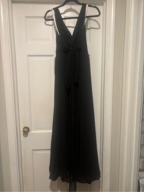 Azazie Black V-Neck Maxi with Tie Front